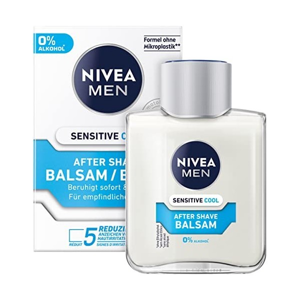 NIVEA MEN Sensitive Cool Lot de 3 baumes après-rasage apaisants 3 x 100 ml , soin de la peau après rasage avec extraits dal