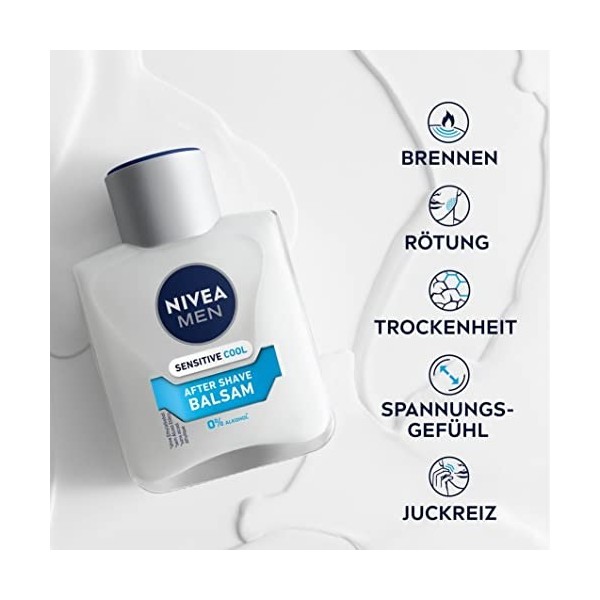 NIVEA MEN Sensitive Cool Lot de 3 baumes après-rasage apaisants 3 x 100 ml , soin de la peau après rasage avec extraits dal