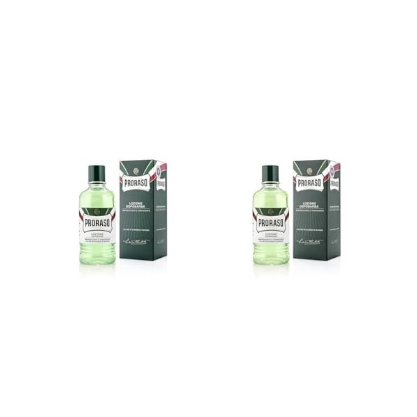 PRORASO Lotion Après Rasage Vert à lHuile dEucalyptus, 400 ml Lot de 2 