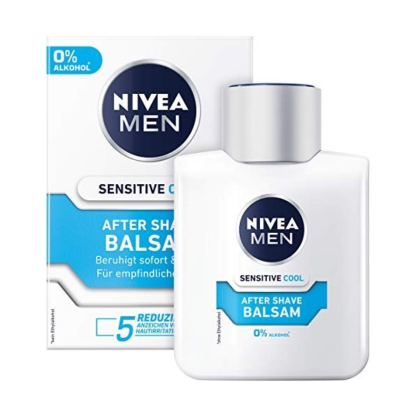 NIVEA MEN Sensitive Cool Baume après-rasage 100 ml , après-rasage apaisant avec camomille et vitamine E