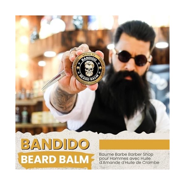 BANDIDO Baume Barbe 40 ml – Soin Barbe Homme Nourrissant avec Huiles Naturelles – Tenue Forte et Hydratation – Baume à Barbe 