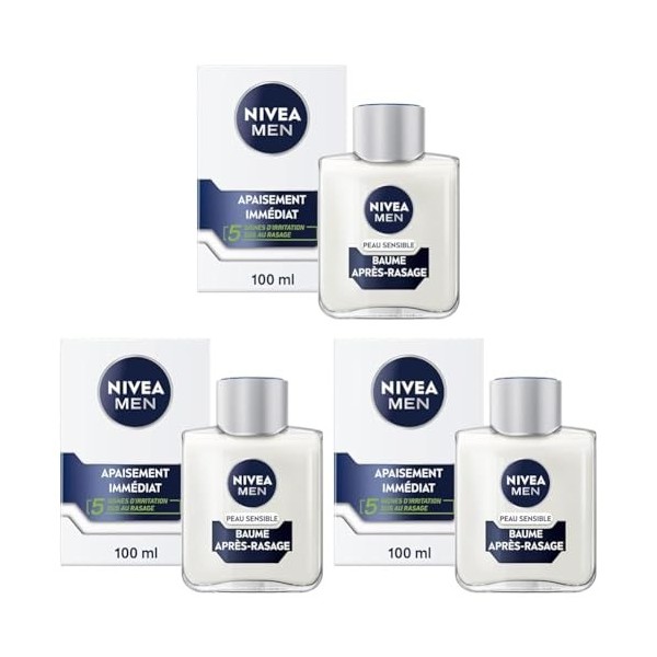 NIVEA MEN Peau Sensible Baume Après-Rasage 1 x 100 ml , Soin Après-Rasage enrichi en Camomille & Hamamélis, Soin visage pour