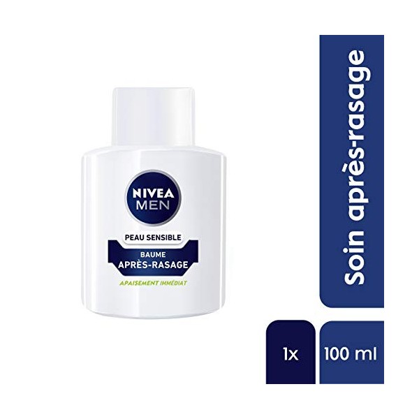 NIVEA MEN Peau Sensible Baume Après-Rasage 1 x 100 ml , Soin Après-Rasage enrichi en Camomille & Hamamélis, Soin visage pour