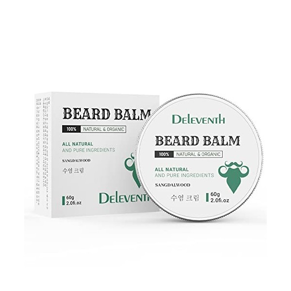 DEleventh Korean Brand Beard Balm 60g / Vitamin E with Natural Oils and Waxes, Soften, Strengthen and Protect for Healthy, No