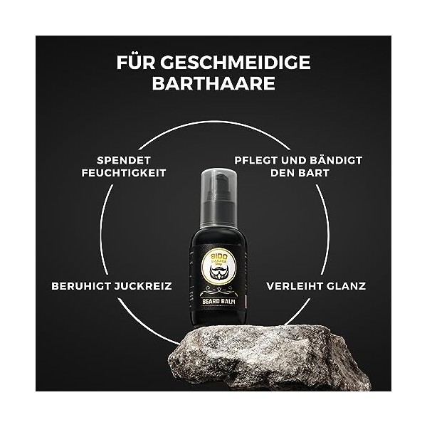 SIDO BARBER Baume à barbe à laloe vera 100 ml, parfum agrumes – Baume après-rasage pour soin et après rasage – Baume après