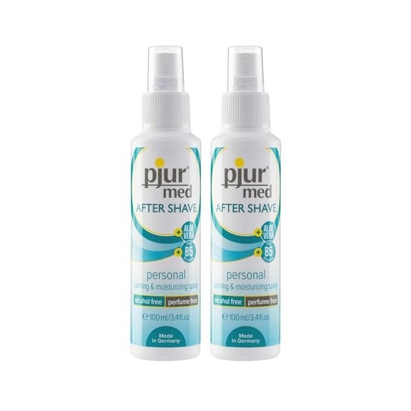 pjur med After-Shave Lot de 2 sprays de soin pour femmes et hommes, avec aloe vera pour un soin doux de la peau, efficace con