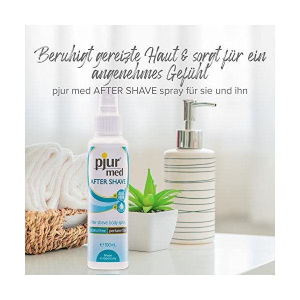 pjur med After-Shave Lot de 2 sprays de soin pour femmes et hommes, avec aloe vera pour un soin doux de la peau, efficace con