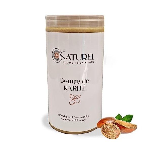 Beurre de Karité BIO O NATUREL 150ml - Non Raffiné et Éthique - Soin Hydratant et Protecteur pour Peau et Cheveux - Riche en