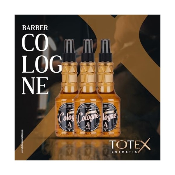 Totex Barber Lot de 3 flacons de Cologne pour homme Parfum professionnel Barbier Coiffeur et vaporisateur traditionnel Marron