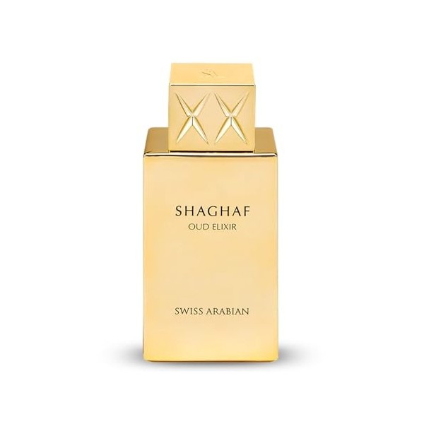 Swiss Arabian Shaghaf Oud Elixir Eau de Parfum Unisexe 75ML - Un parfum Oud sophistiqué et intense avec du safran, de la rose