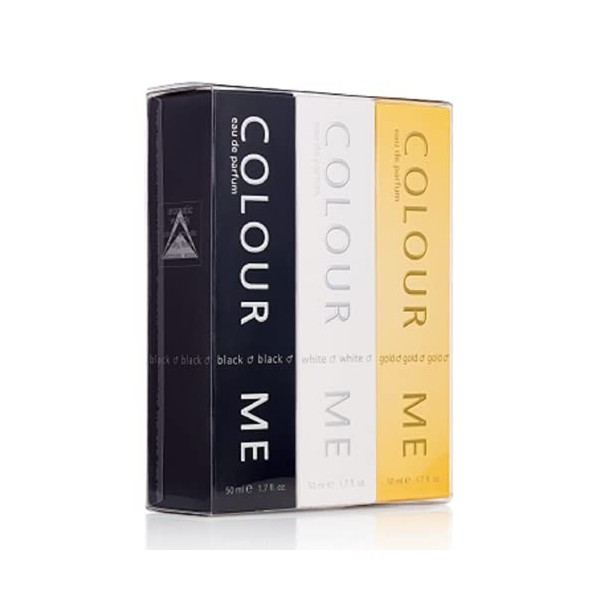 Colour Me Milton-Lloyd Herrenduft, Schwarz/Weiß/Gold, 50 ml, Eau de Parfum, 3 Stück