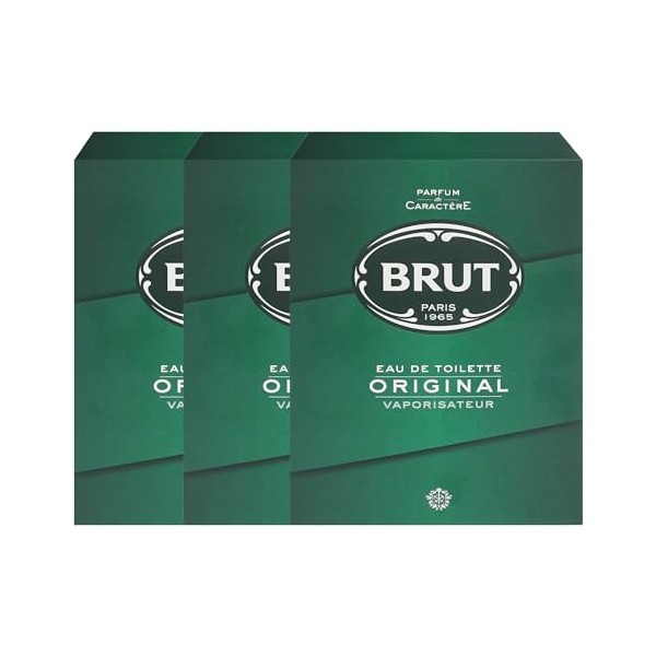 Brut Lot de 3 flacons deau de toilette en vaporisateur pour homme 100 ml