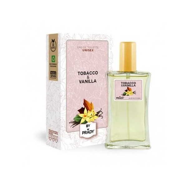 Prady - Colonia Tobacco & Vanilla - 100 ML - Eau de toilette sophistiquée avec des notes riches de tabac et de vanille.