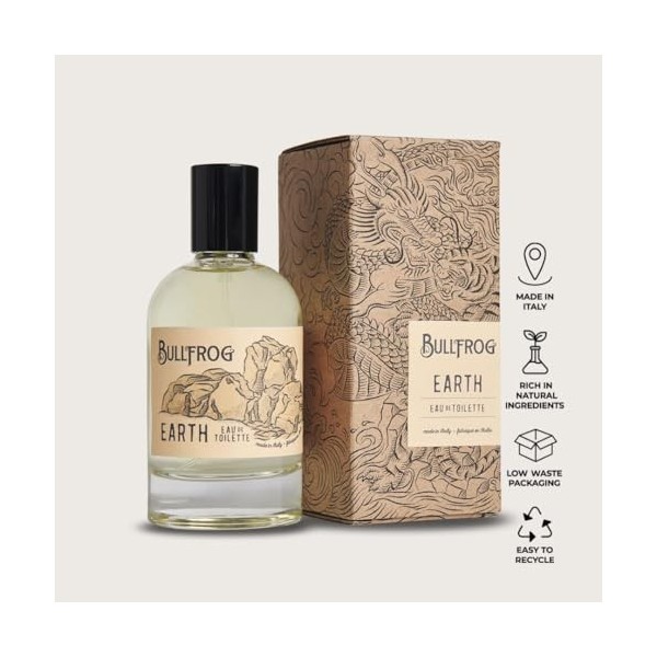 Bullfrog Eau de Toilette Elements: Earth 100ml - Notes dorange, de pamplemousse amer et de mandarine, de poivre de Sichuan e