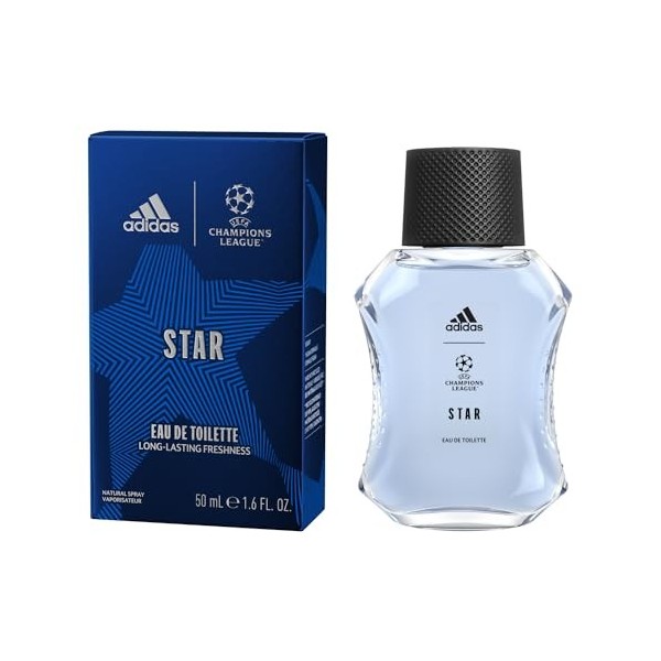 adidas UEFA Star Edition Eau de Toilette, parfum aromatique dagrumes pour homme, 50 ml