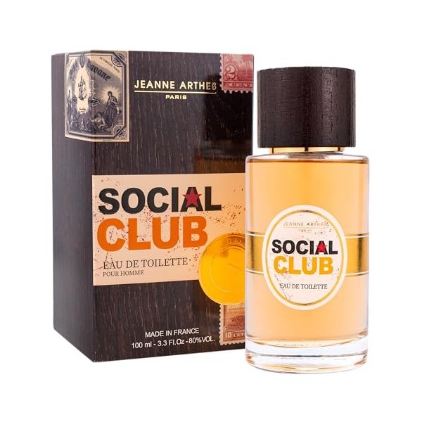 JEANNE ARTHES - Parfum Homme Social Club - Eau de toilette - Flacon Vaporisateur 100 ml - Fabriqué en France à Grasse