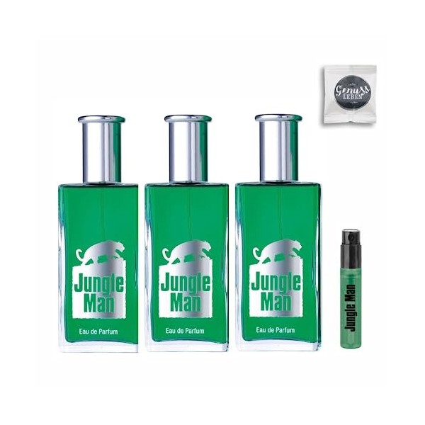 Lot de 3 gommes LR Jungle Man de 50 ml avec échantillon de parfum gratuit et vie de plaisir