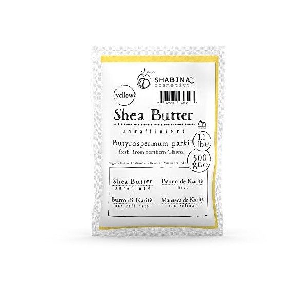 Shabina Shea Butter unraffiniert yellow pure premium 100% reine Sheabutter 500 gr, 1.1 lb - 407 500 gr 