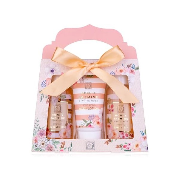 Accentra-Set cadeau de douche pour femmes HONEY JASMINE dans une belle boîte cadeau-Set de soins 3 pièces gel douche,lotion e