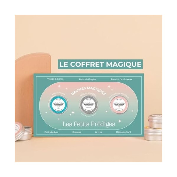 Coffret Cadeau 3 Baumes magiques 10ml - Soins Nourrissants Corps, Visage, Lèvres et Cheveux - 100% Naturel - Fabriqué en Fran