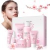 Coffret de soins 6 pièces Sakura, Coffret de soins du visage Sakura, Coffret de soins pour la peau Cherry Blossom, Hydratant 