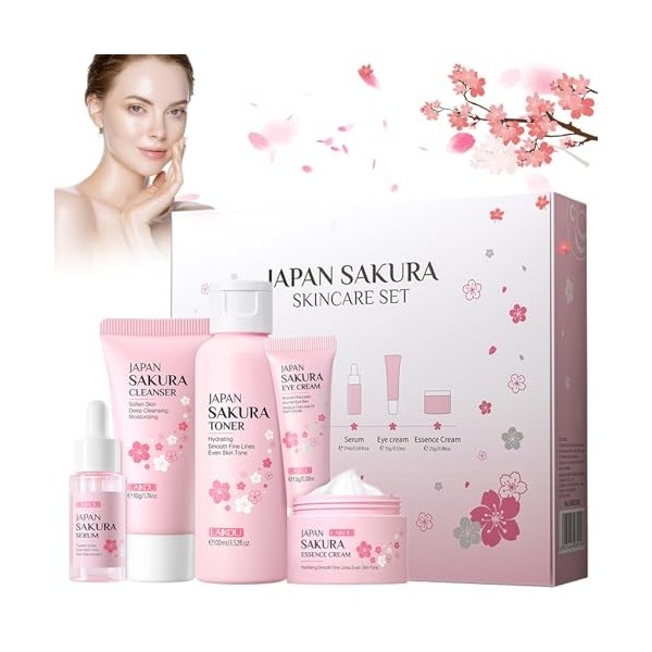 Sakura Ensemble De Soins De La Peau,Coffret Cadeau Femme Soins pour le Visage,Kit de Soins de Peau Hydratants,Coffret Cadeau 