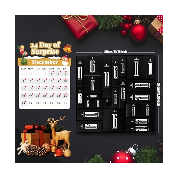 Calendrier de lAvent Homme, Lionmane Kit Barbe Homme, Coffret Cadeau de Noël 24pcs pour les Soins de Barbe, Cheveux, Visage 