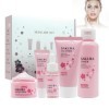 Fengyang® 5Pcs Set de Soins, Sakura Ensemble De Soins De La Peau, Soins Du Visage À Texture Rafraîchissante, Kit de Soins de 