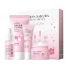 LAIKOU Sakura Ensemble de Soins du Visage, Coffret Cadeau Femme Produit de Beauté, 4 Pièces Nettoyant Visage, Contour Yeux, S