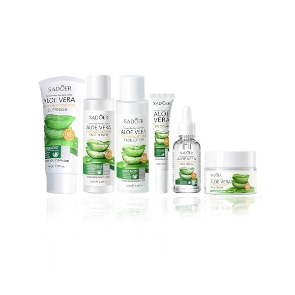 Newvenper Coffret cadeau pour les soins quotidiens de la peau à laloe vera - Kit de soins de la peau hydratants et nourrissa