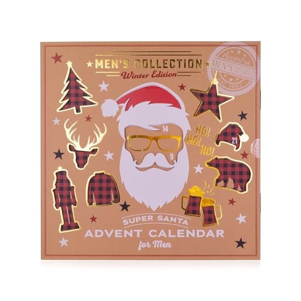 Accentra - Calendrier de lAvent Cosmétique pour hommes avec 24 produits de soins Calendrier de Noël Soins avec lotion pour l