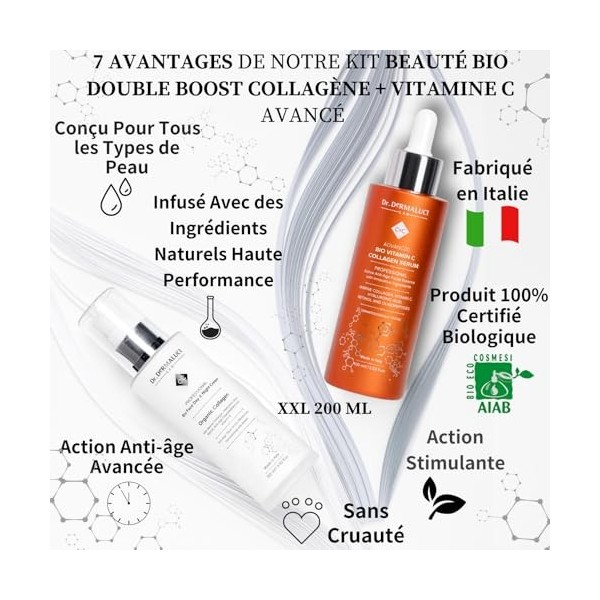 Coffret Cadeau Femme/Homme Anniversaire BIO |Crème Hydratante Visage Collagène Rétinol Vitamine E+Vitamine C Serum Collagene 