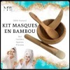 Bol masque cuillère spatule en bambou Pinceau gant toilette loofah cadeau soins visage peau luffa…Kit coffret masques Lindis