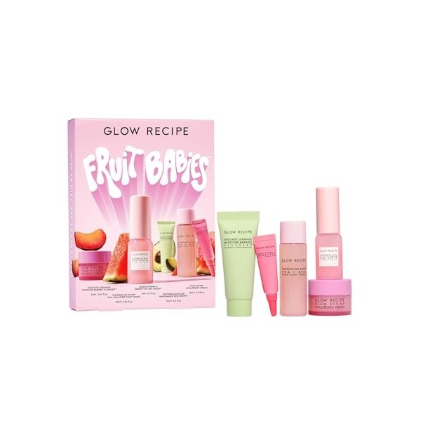 Glow Recipe Kit de soins de la peau Fruit Babies - Coffret cadeau comprenant un nettoyant pour le visage aux céramides, un to