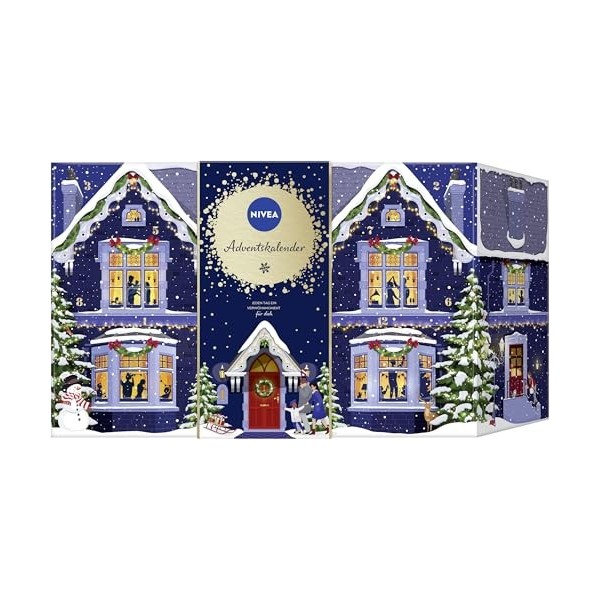 NIVEA Calendrier de lAvent 2024 avec 24 petites portes pleines de surprises, calendrier de Noël avec produits de soin, kit d