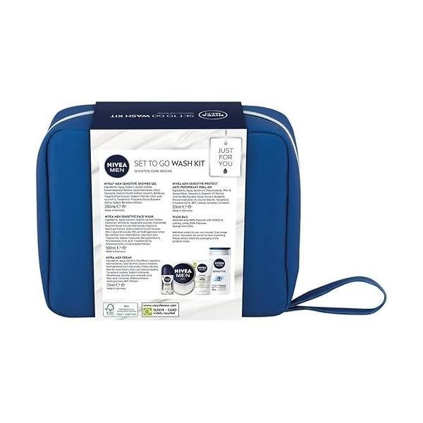 NIVEA MEN Feeling Set To Go Sensitive Care Kit cadeau comprenant un nettoyant pour le visage, un gel douche, un anti-transpir