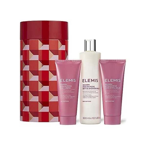 ELEMIS Coffret cadeau trio corporel infusé à la rose anglaise, édition limitée, trio dessentiels pour le visage et le corps,