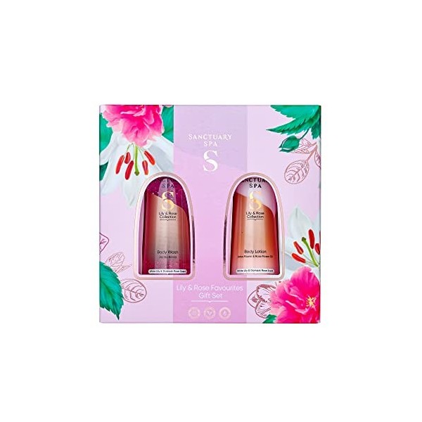 Sanctuary Spa Coffret cadeau Lily and Rose pour femme, anniversaire, Noël, végétalien et sans cruauté envers les animaux, 300