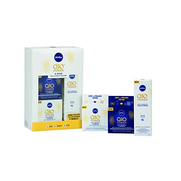 NIVEA Q10 Power Regime Coffret cadeau anti-rides avec 3 produits NIVEA Power Products, cadeau jour et nuit pour femme, cadeau