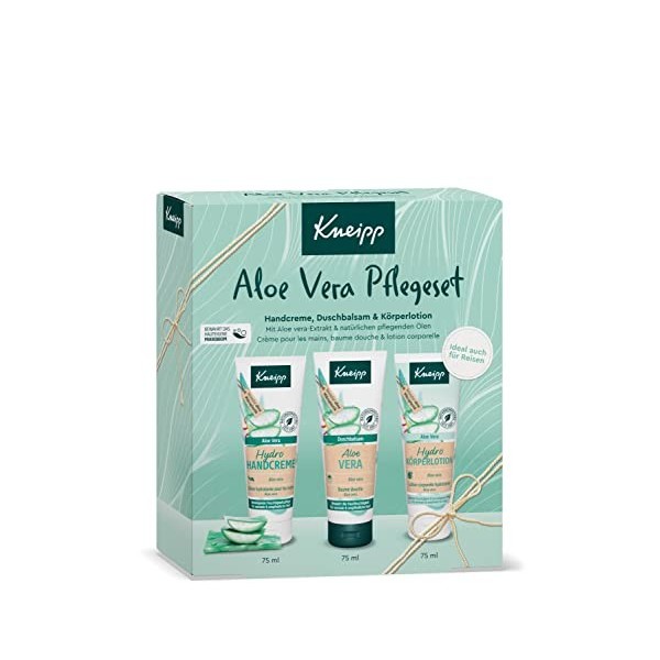 Kneipp Kit dentretien à laloe vera – Coffret cadeau avec trois produits en format voyage : baume douche, crème hydratante p