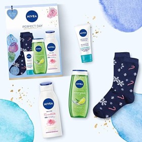NIVEA Perfect Day Coffret cadeau avec NIVEA Essentials, coffret cadeau avec soin de jour, douche de soins, lotion pour le cor