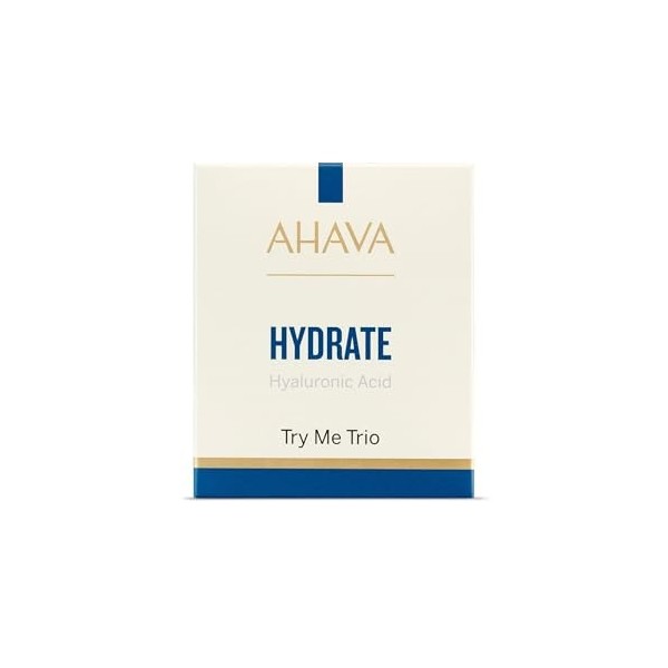 Kit AHAVA Hyaluronic Acid Hydrate Sachet - Sérum HA, Masque Leave-On & Crème Visage 24/7 - Hydrate, prévient les rides, adouc