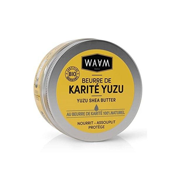 WAAM Cosmetics – Beurre de Karité Yuzu – Soin nourrissant peau et cheveux – Au beurre de Karité brut BIO et naturel – Vegan –