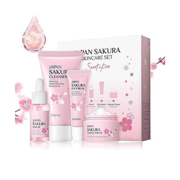 Ensembles et kits de soins de la peau en fleur de cerisier, cadeaux de soins de la peau pour adolescentes filles, cadeaux pou