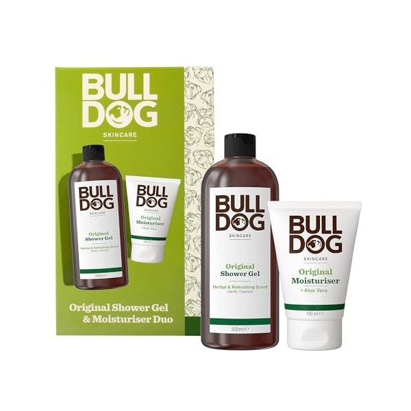 Bulldog Soins de la peau | Coffret cadeau pour homme | Duo hydratant et gel douche original