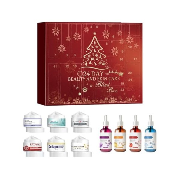 Beauty and Skin Care Box – Calendrier de lAvent à 24 compartiments | Calendrier de lAvent de Noël Beauty Box | Ensemble de 