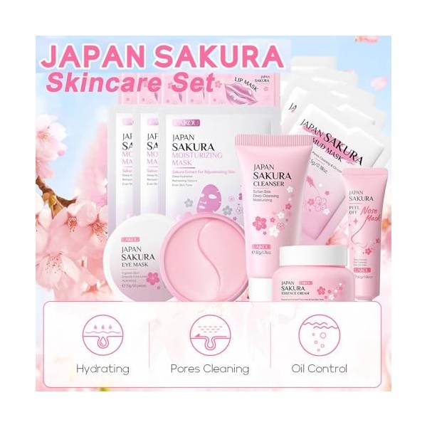 Ensemble de soins de la peau pour adolescentes, kits de soins de la peau pour femmes, ensemble de soins de la peau Sakura jap