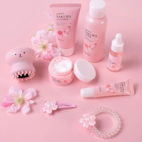 Ensemble de 8 pièces de soins de la peau avec sérum nettoyant tonique crème pour les yeux Essences Crème à cheveux Pince à ch