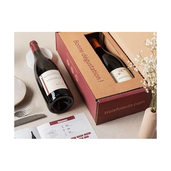 Smartbox - Coffret Cadeau - Abonnement de 6 Mois à 1 Coffret de Grands vins Contenant 2 Bouteilles et 1 livret dégustation - 