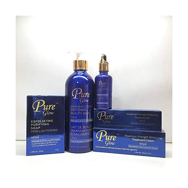 PURE GLOW pour les peaux sèches et déshydratées, même le teint Lotion 500ml Treatment Cream 30ml Serum 50ml Exfoliating Soap 